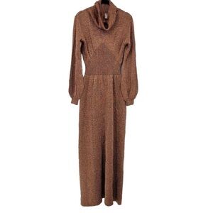 Vintage 1970s WENJILLI Dress 70s Metallic
Copper Brown Knit Lurex Sweater Maxi